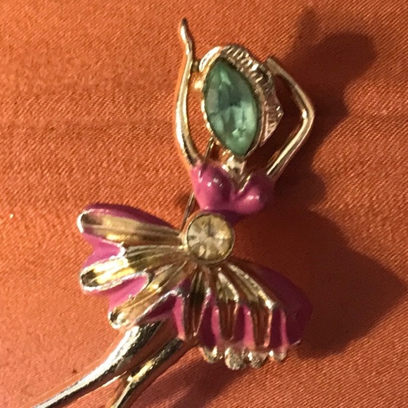 Elegant Ballerina Brooch in Purple and Gold - Picture 2 of 6